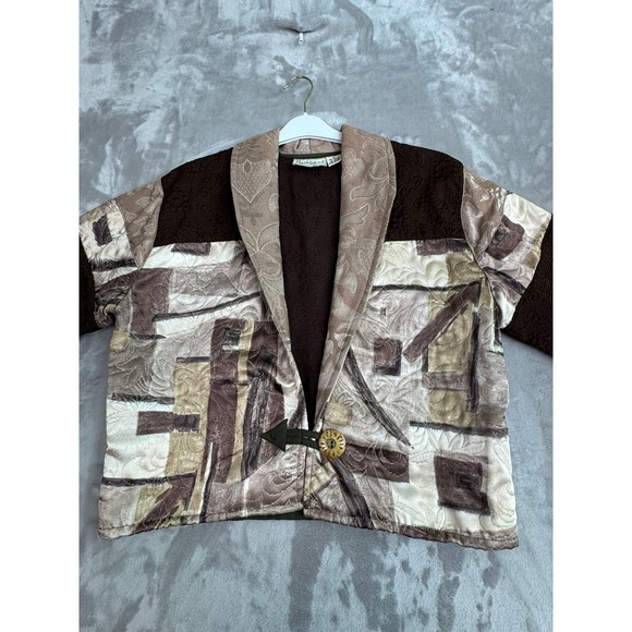 Flashback Quilted Jacket Geometric Print Brown Beige Women's Size M‎ - Picture 2 of 9
